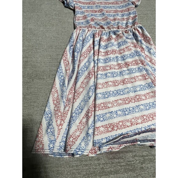 Dot Dot Smile Dress Girl’s Size 5/6 White Stripes Graphic Geometric Short Sleeve - Picture 3 of 9